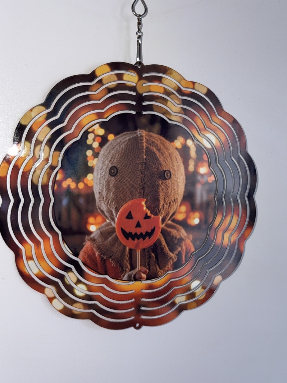 Halloween Pumpkin Sam trick or treat wind spinner 8x8